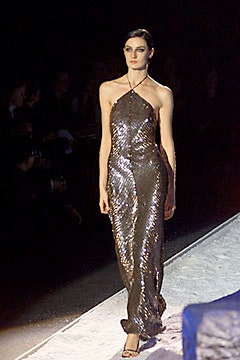 fitted gray sequin gown