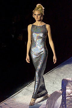 fitted silver sequined gown