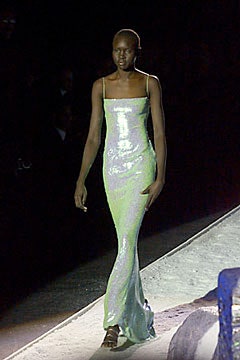 shiny green blue sequin gown