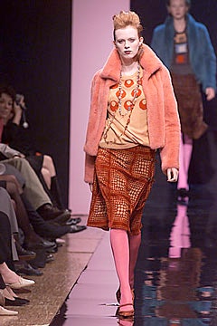 pink faux-fur jacket with printed top