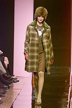 green brown checked coat