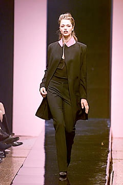 black fitted coat and pants