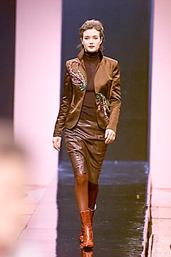 brown silk blazer with embroidered detail