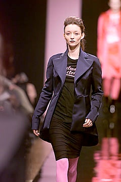 blue wool coat with black dress