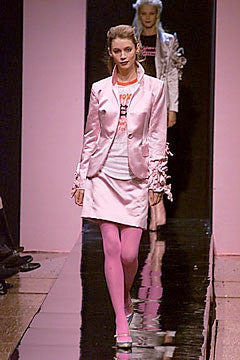 pink silk blazer and skirt