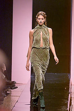 fitted green silk dress