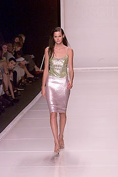 green and pink sequined mini dress