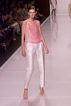 pink sequin sleeveless fitted layered shiny top