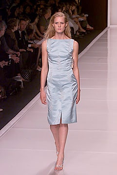 fitted blue silk dress