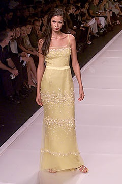 yellow silk sleeveless gown