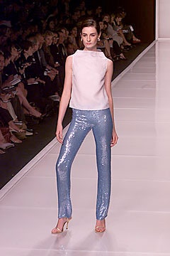 blue sequin fitted straight-leg shiny pants