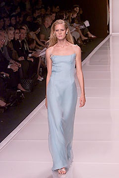 blue silk sleeveless gown