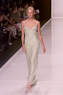 green silk beaded gown