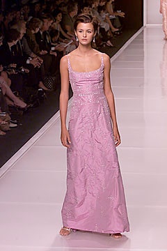 pink silk fitted gown