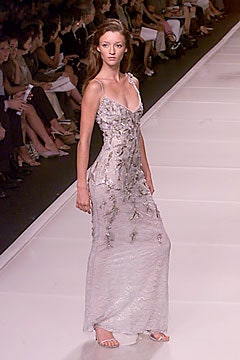 silver embroidered sleeveless gown