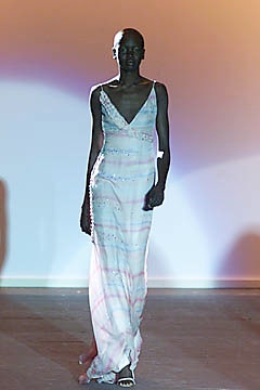 white pink silk sleeveless gown