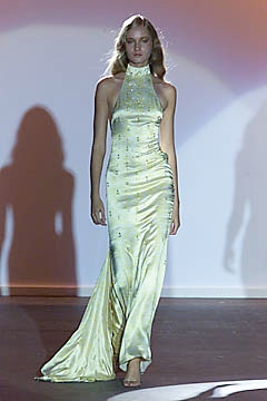 fitted yellow silk gown