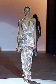 multi-colored silk fitted gown