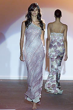 pink and beige sequined gowns