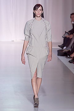 gray fitted long-sleeve dress