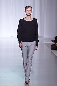 black wool sweater gray pants