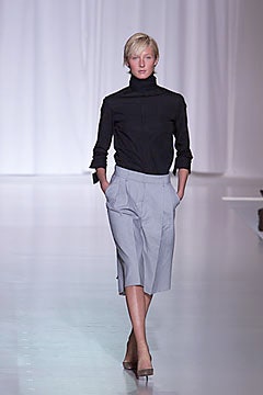black fitted blouse gray skirt