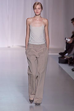 white fitted top beige relaxed pants