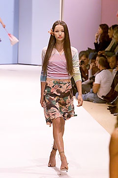 color-blocked top with flared skirt