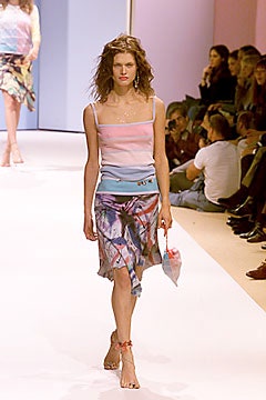 color-blocked sleeveless top and asymmetric skirt