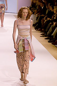 multi-colored fitted top and printed skirt