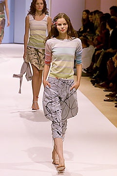 striped fitted top and relaxed pants