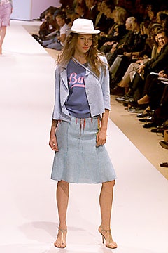 blue denim short-sleeve collared fitted buttoned jacket