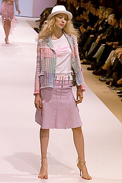 color-blocked jacket with pleated skirt