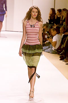 pink striped sleeveless top with layered skirt
