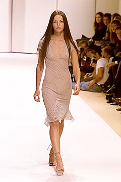 beige silk fitted dress