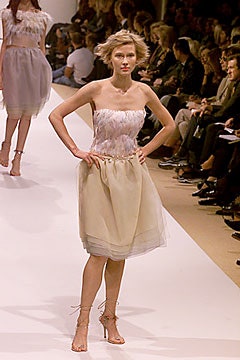 beige strapless tiered dress