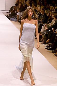 blue and white silk gown