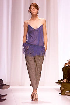 blue silk sleeveless v-neck relaxed fringed sheer top