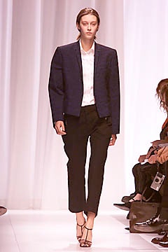 blue cotton long-sleeve collared tailored structured blazer