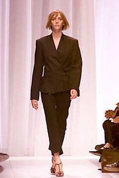 black wool long-sleeve collared tailored ruffled blazer
