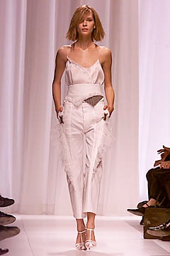 white silk fitted high-waisted pleated pants