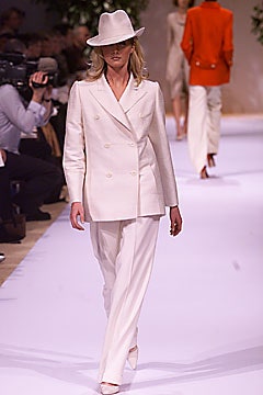 white tailored suit with hat