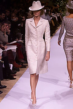 fitted white silk coat with hat
