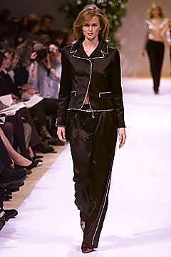 black silk fitted suit