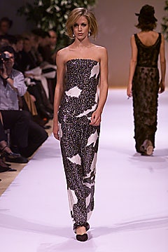 black and white strapless gown