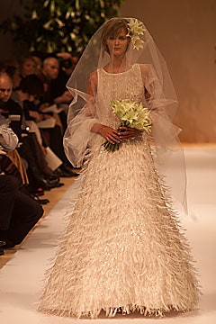 ivory fringed gown with veil