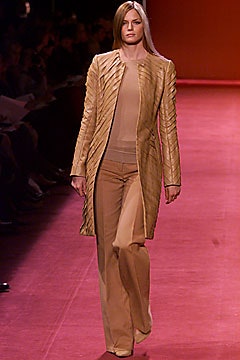 beige silk fitted coat and pants