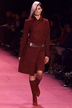 red suede midi dress with boots