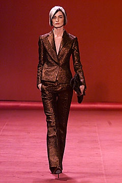 brown silk tailored suit