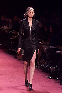 black silk long-sleeve v-neck fitted structured buttoned blazer